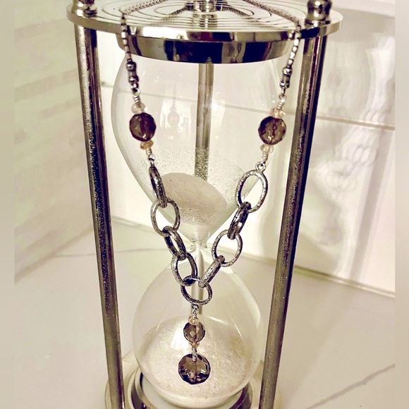 Silpada Vintage Smoky Quartz Citrine Beaded Oxydized Sterling Silver Necklace - Picture 4 of 9